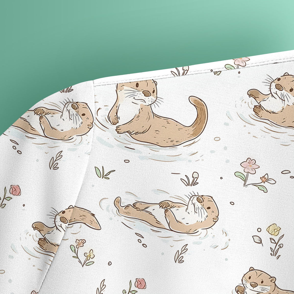 Otter Swimming Floating Water Nurse Scrub Top