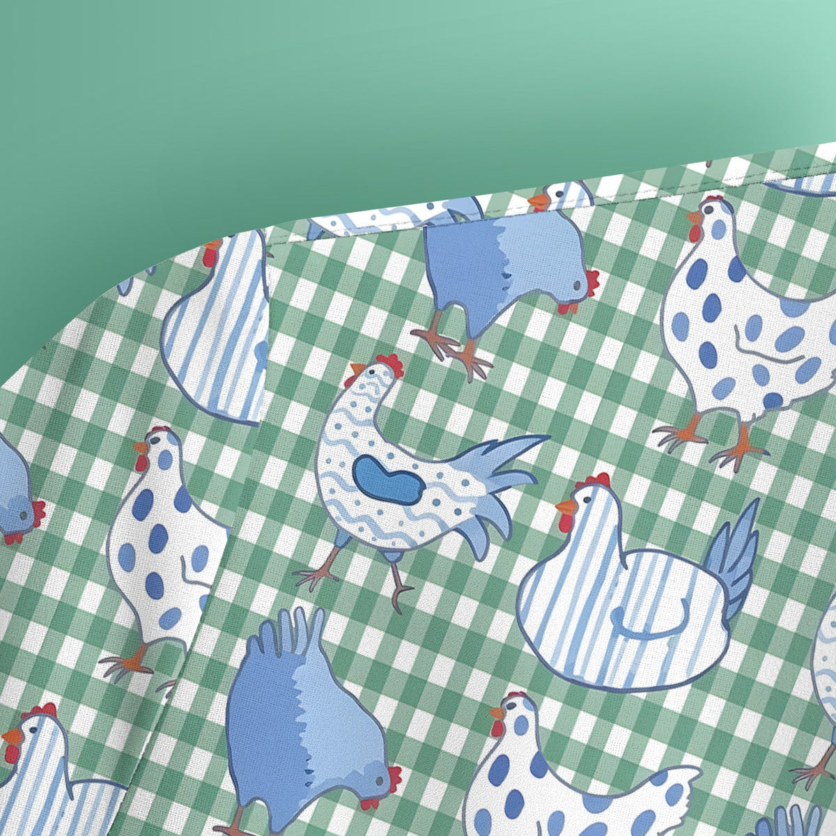Blue Chicken Gingham Nurse Scrub Top