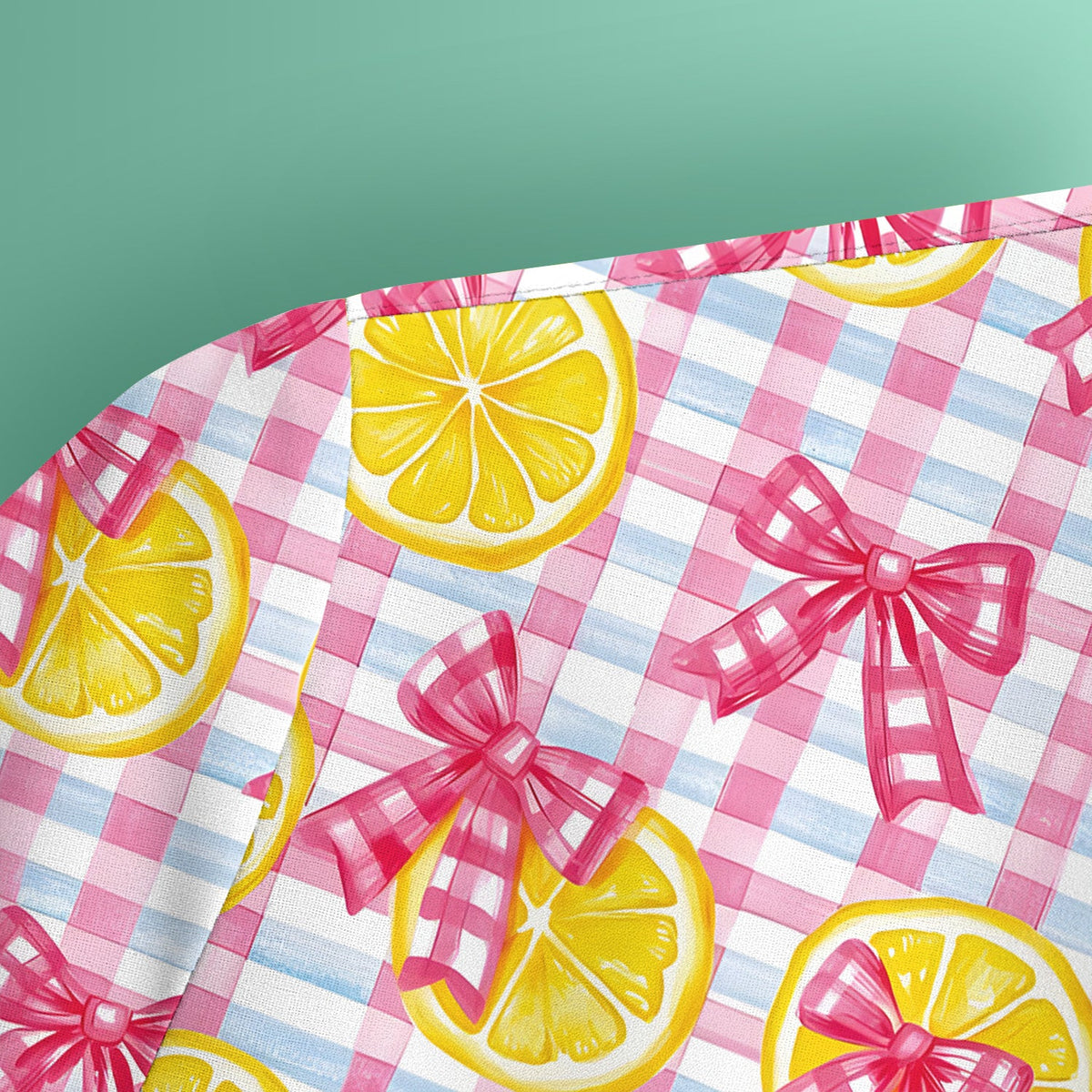 Lemon Slice Pink Bow Gingham Nurse Scrub Top