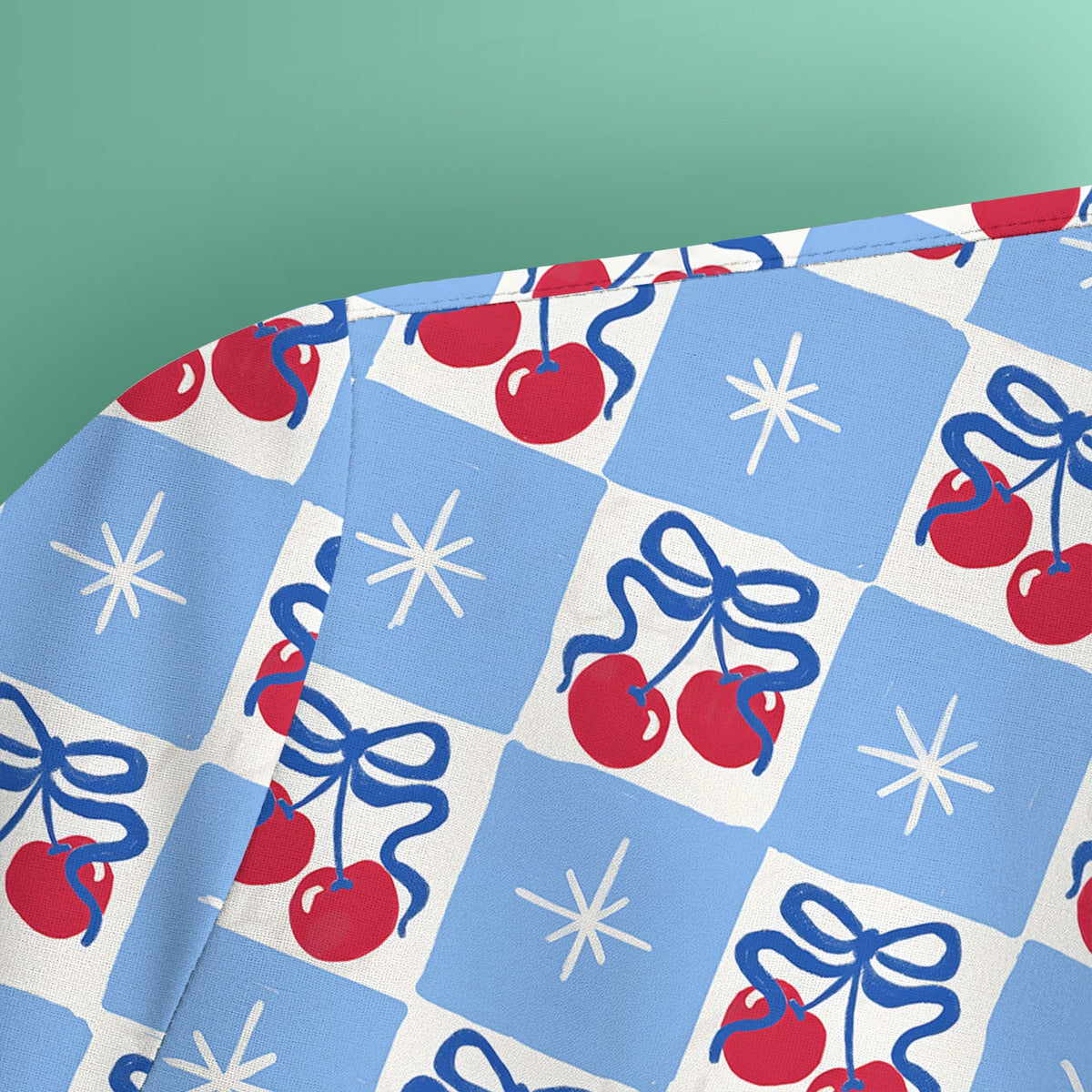 Cherry Bow Gingham Nurse Scrub Top