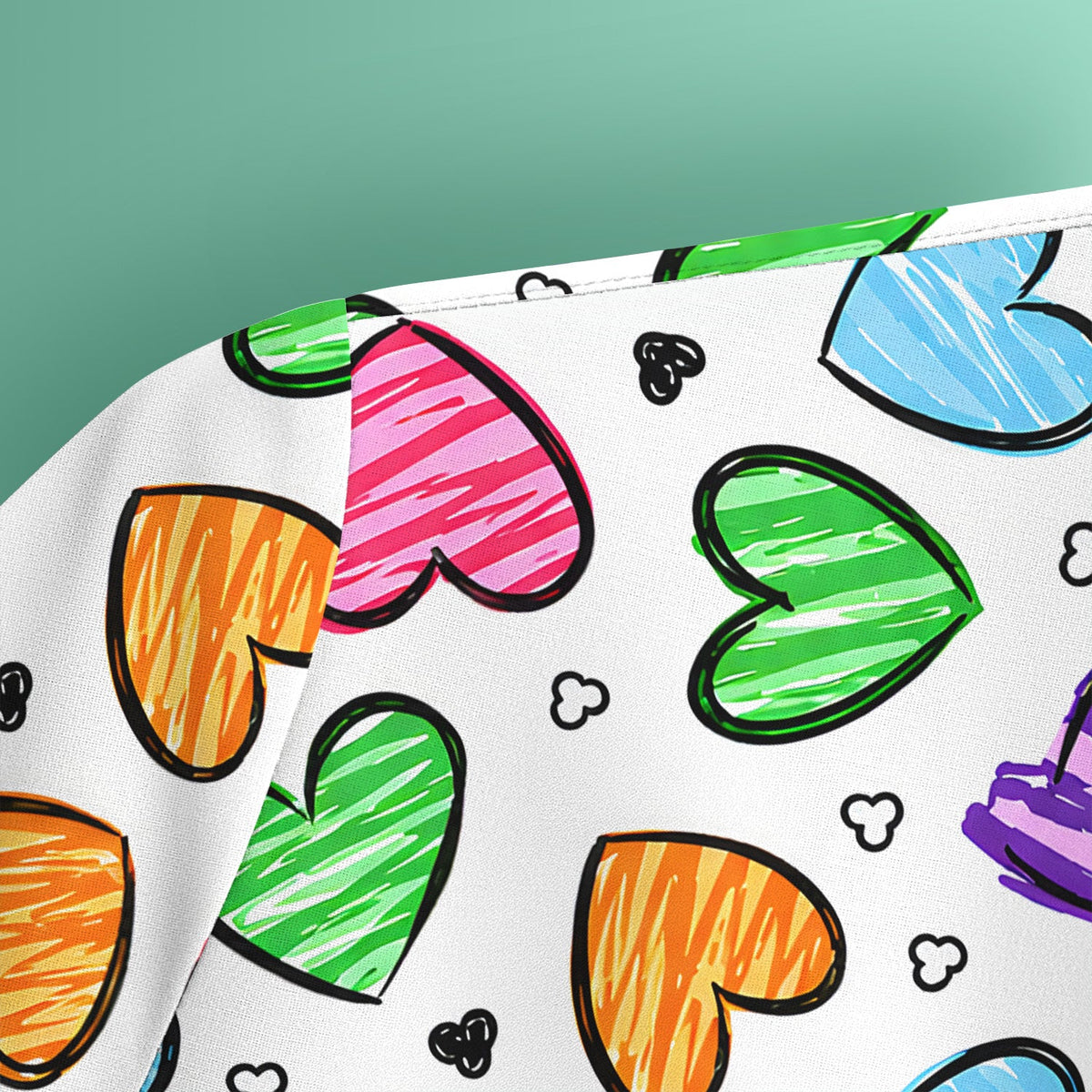 Colorful Doodle Heart Nurse Scrub Top