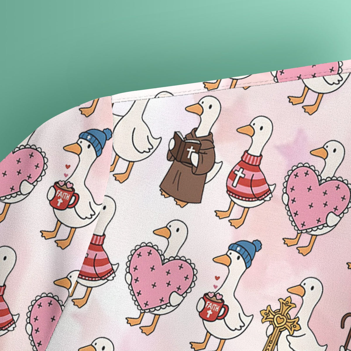 Goose Heart Illustration Nurse Scrub Top - Valentines Day Gift