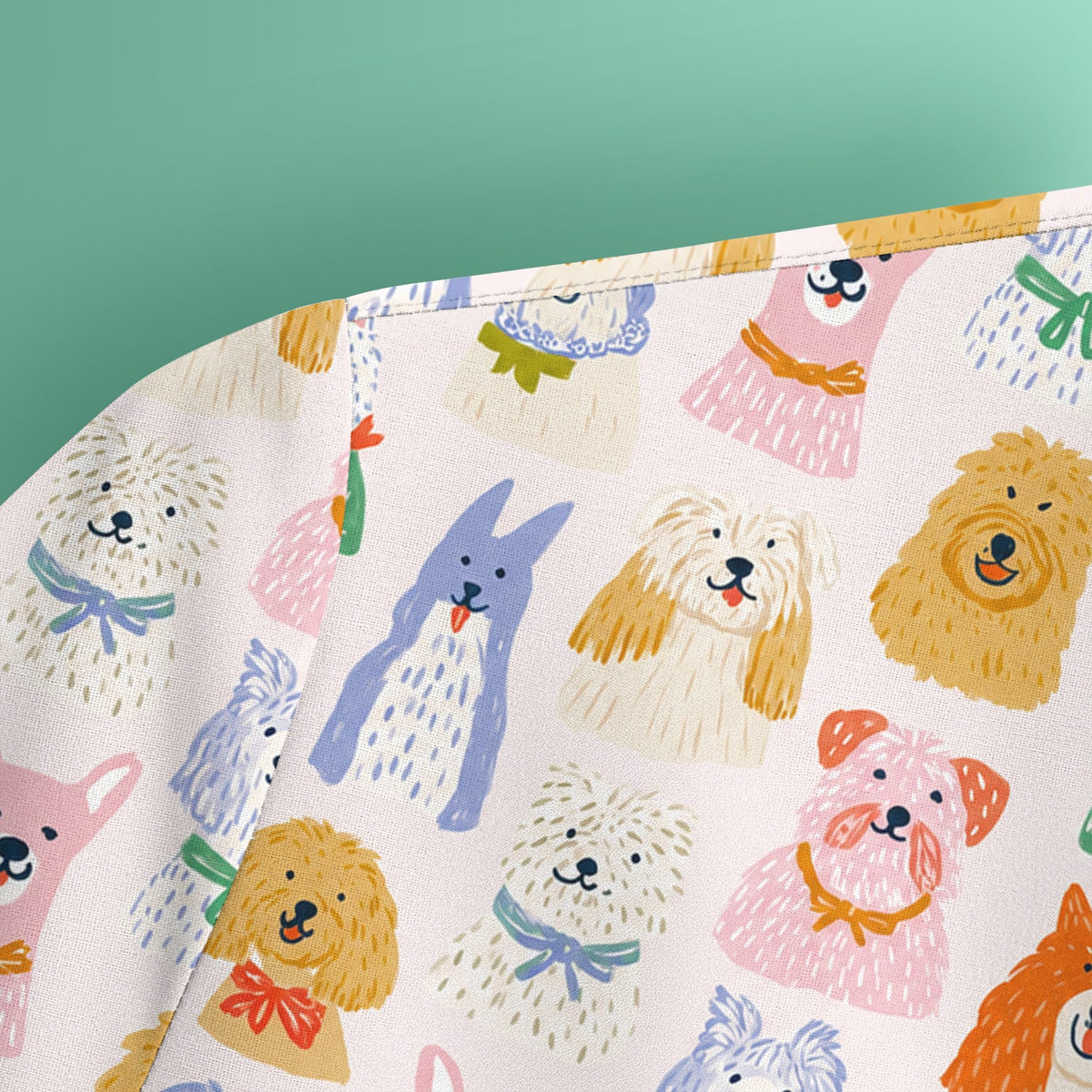 Colorful Dog Faces Cartoon Nurse Scrub Top