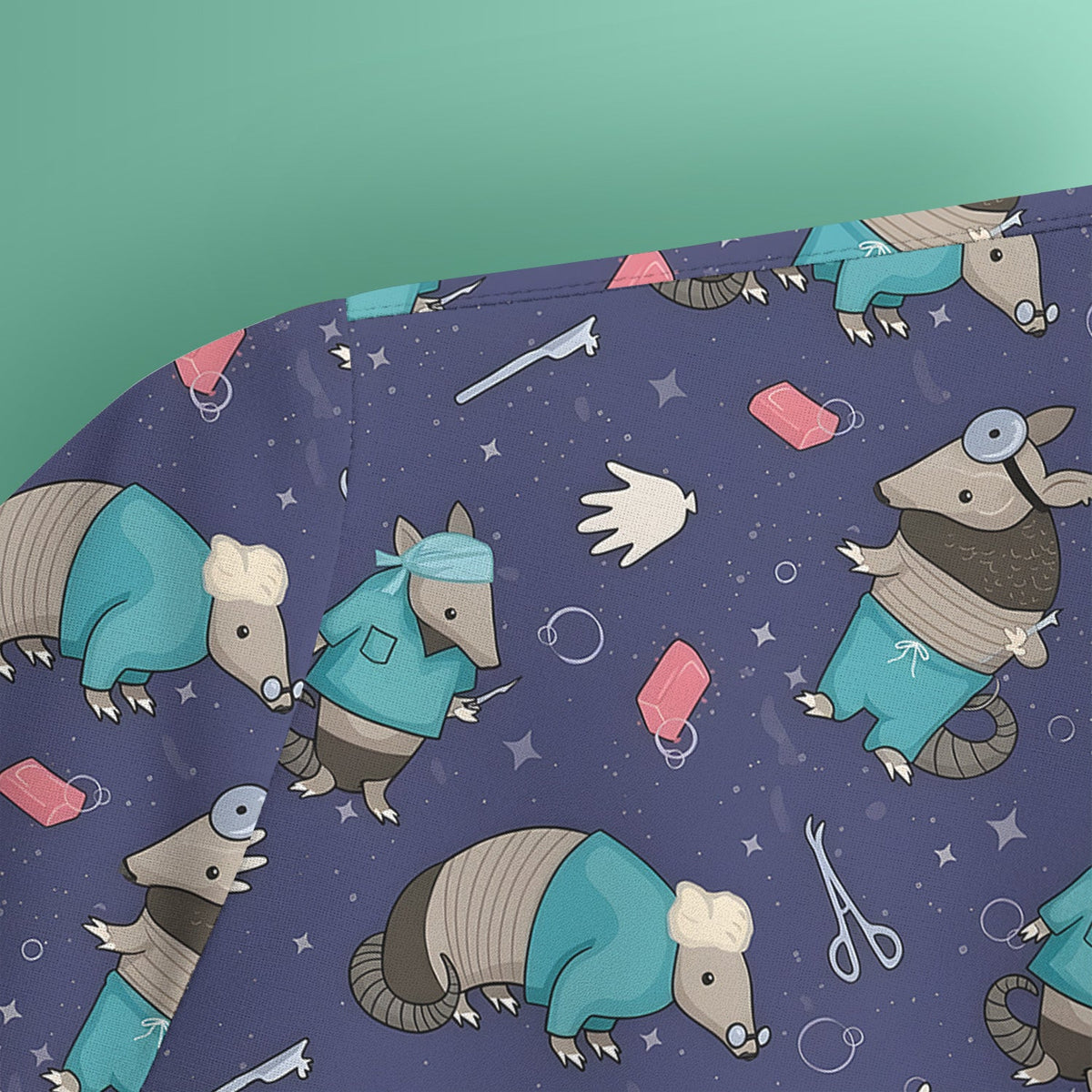 Armadillo Doctor Medical Tools Nurse Scrub Top