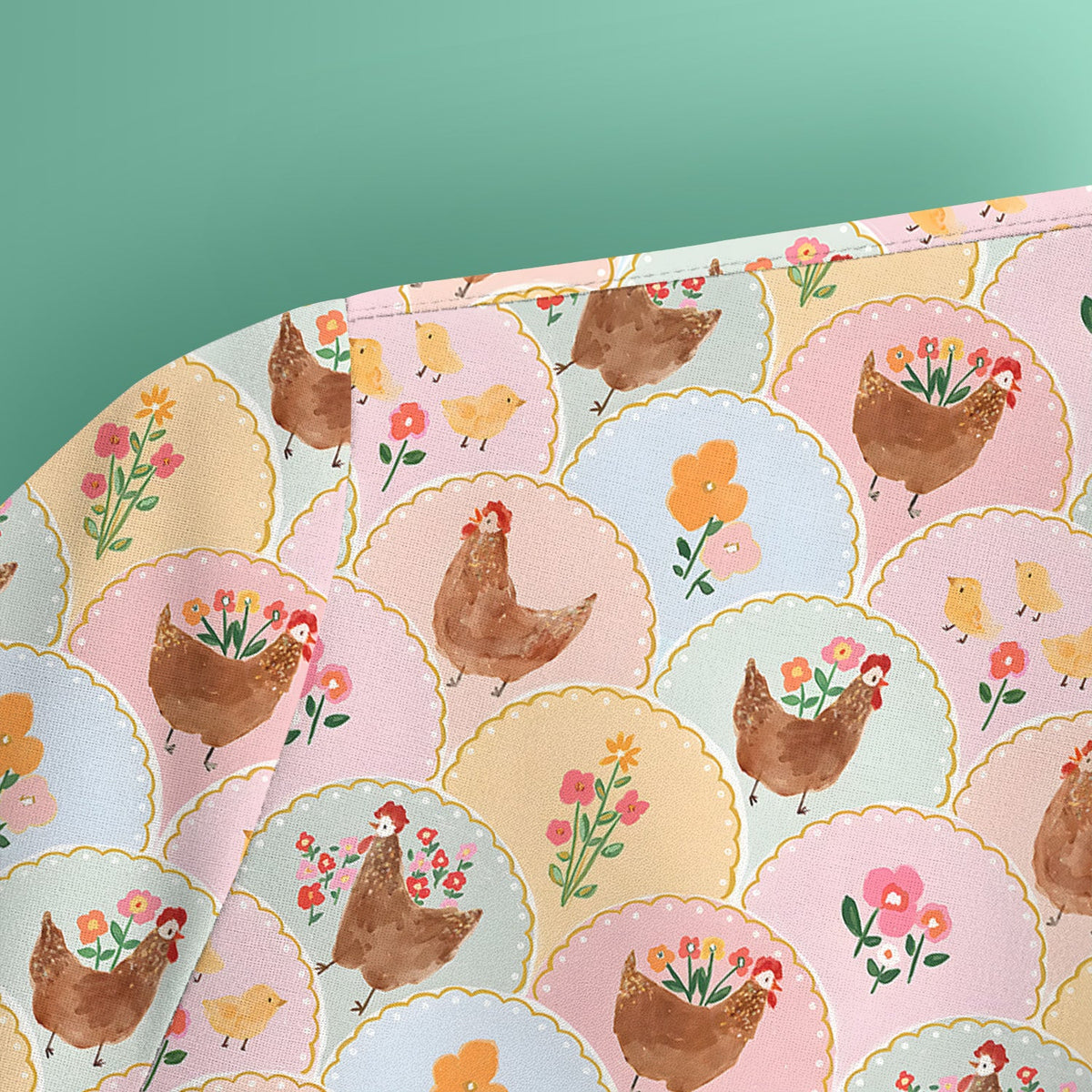 Pastel Chicken Floral Nurse Scrub Top