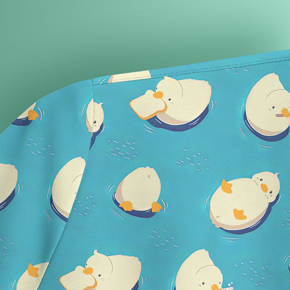 Cute Blue Duck Pond Nurse Scrub Top