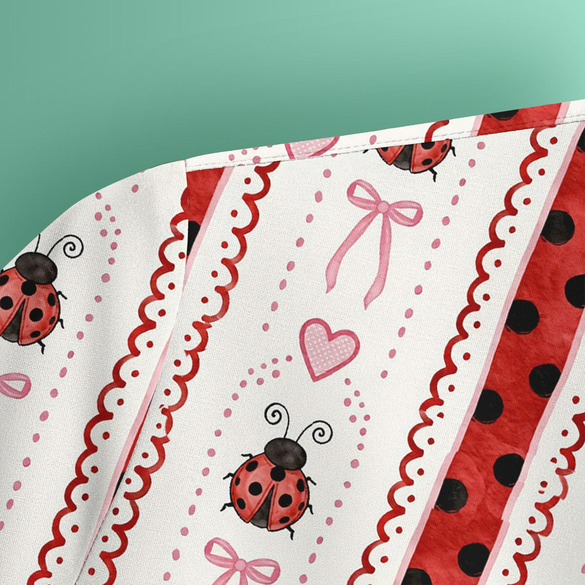 Ladybug Heart Bow Stripe Nurse Scrub Top