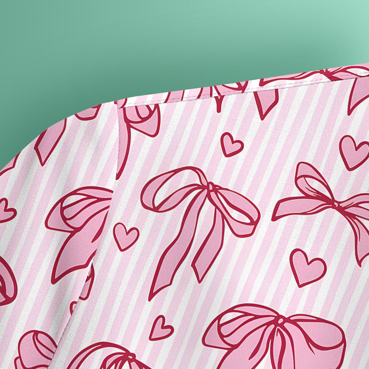 Pink Bow Heart Stripe Nurse Scrub Top