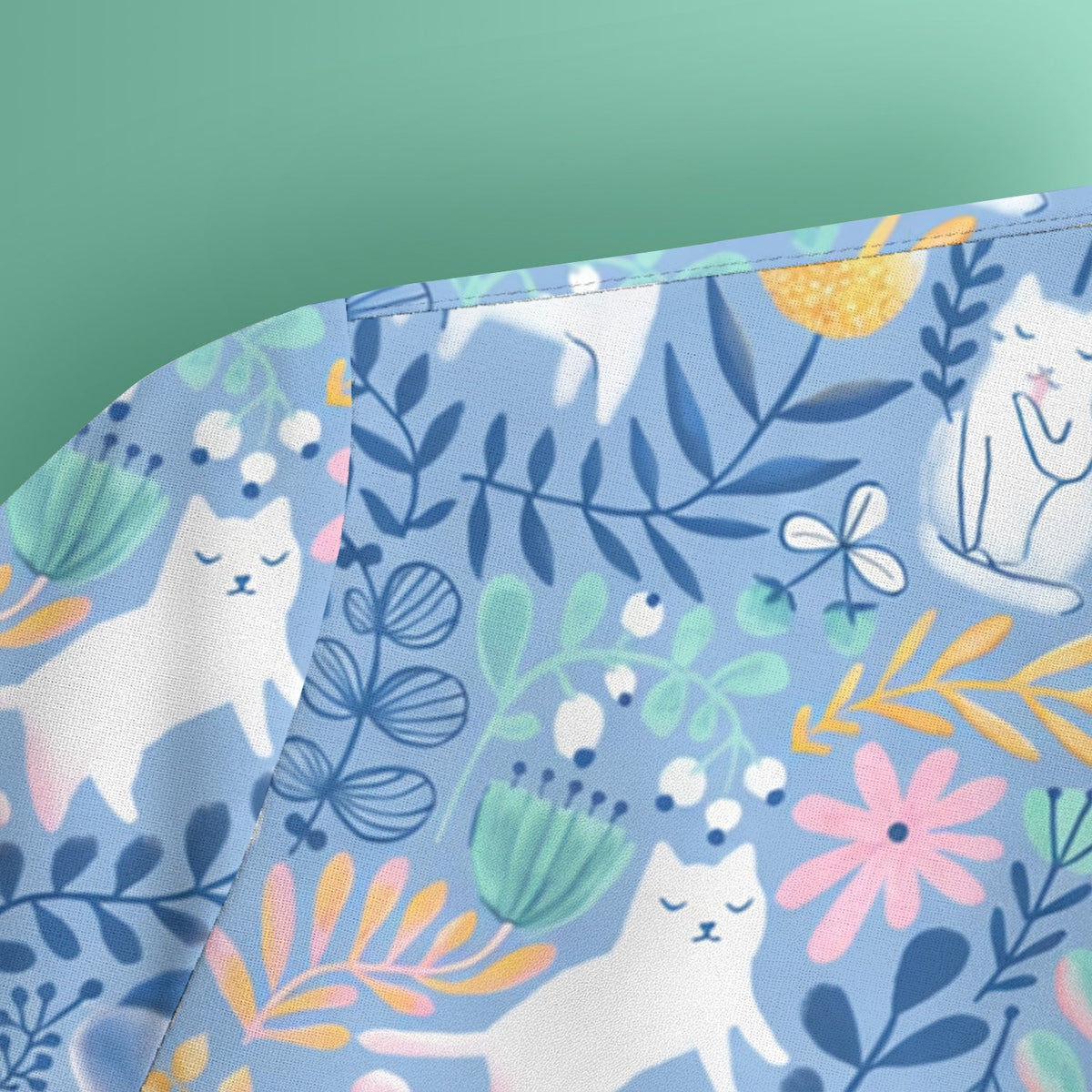 Whimsical Cat Floral Nurse Scrub Top