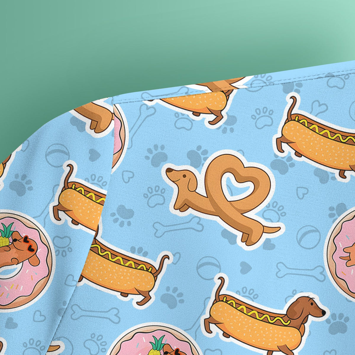 Dachshund Donut Heart Nurse Scrub Top