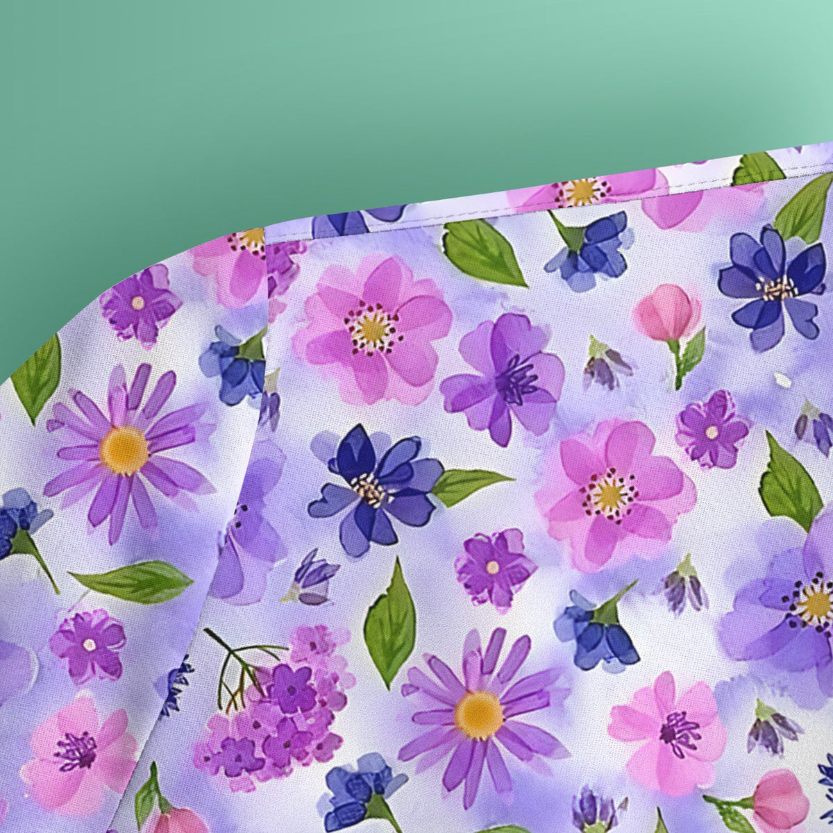 Purple Watercolor Wildflower Bloom Nurse Scrub Top