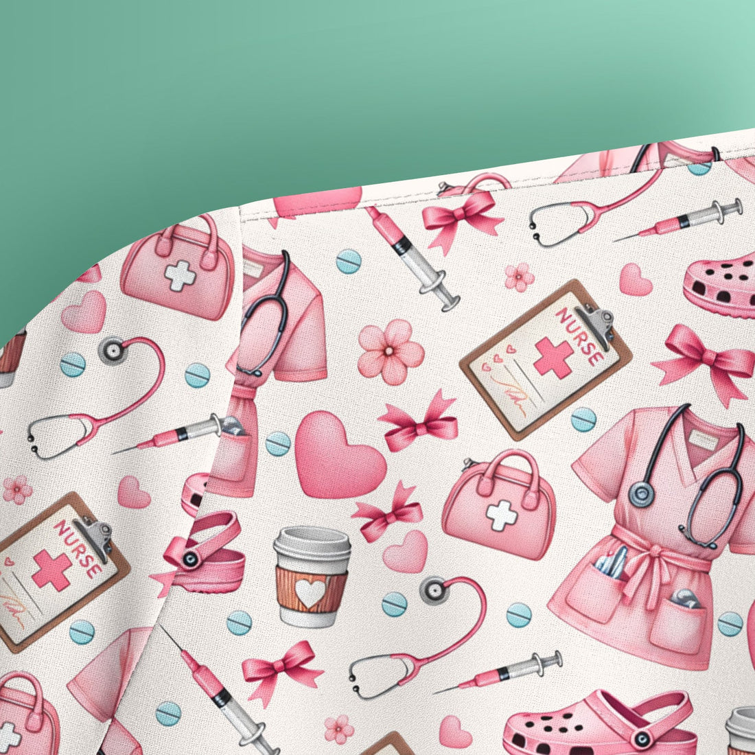Valentine Pink Nurse Icons Scrub Top