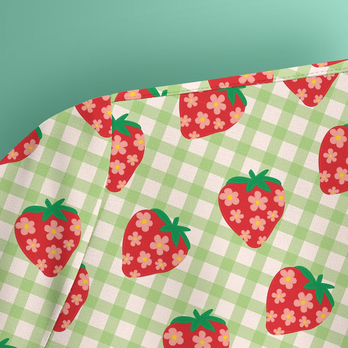 Sweet Strawberry Gingham Nurse Scrub Top