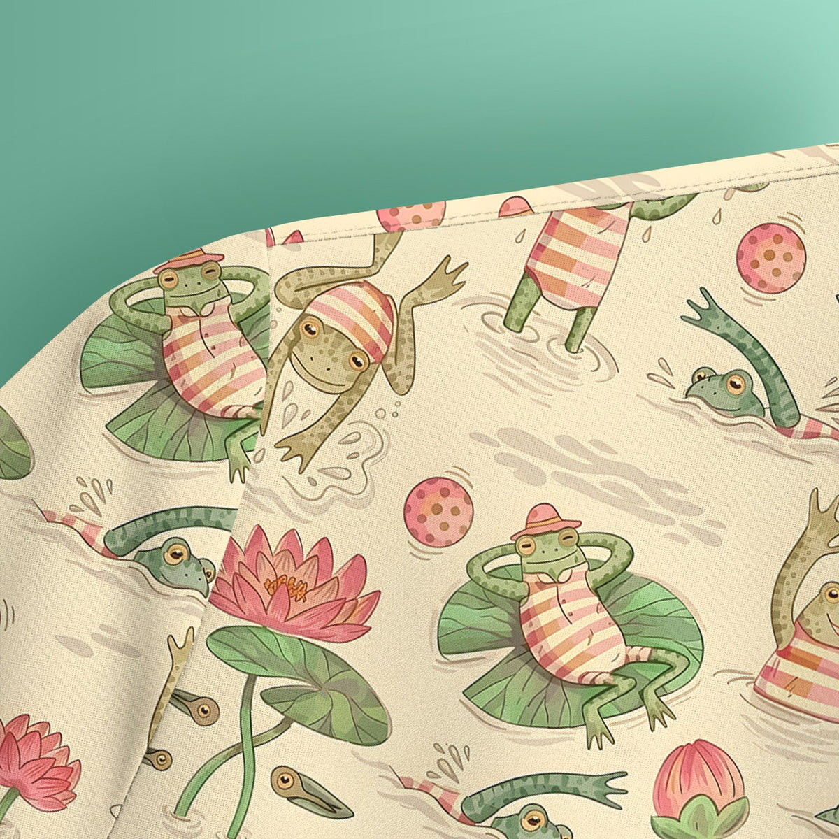 Frogs Swimming Lily Pond Nurse Scrub Top