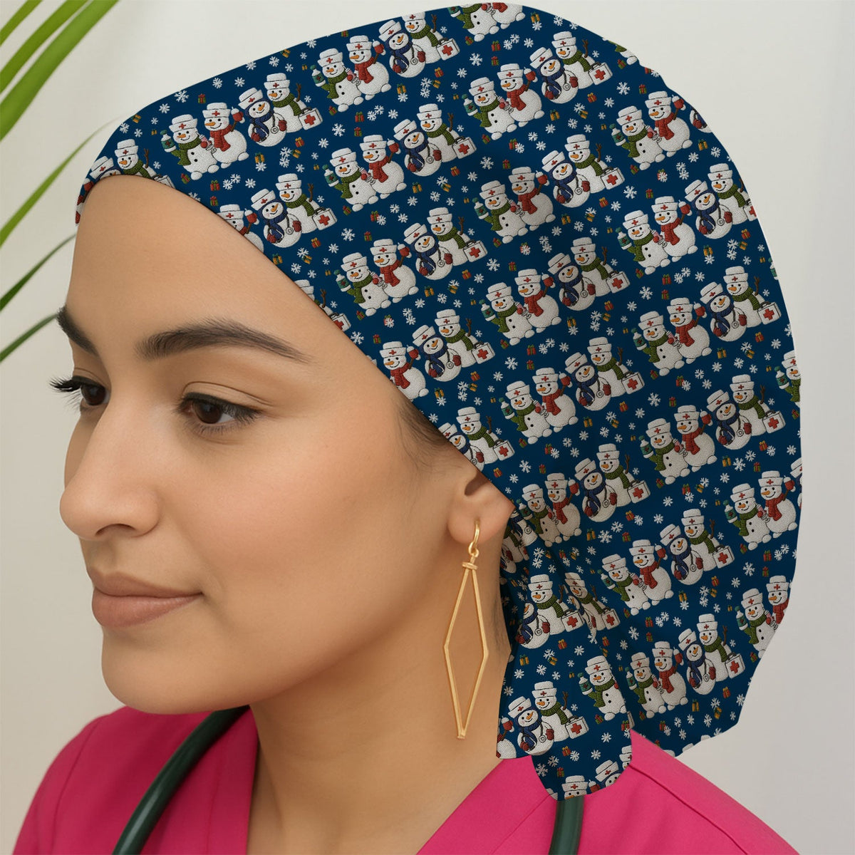 Snowman Scrub Cap - Christmas Gift For Nurse