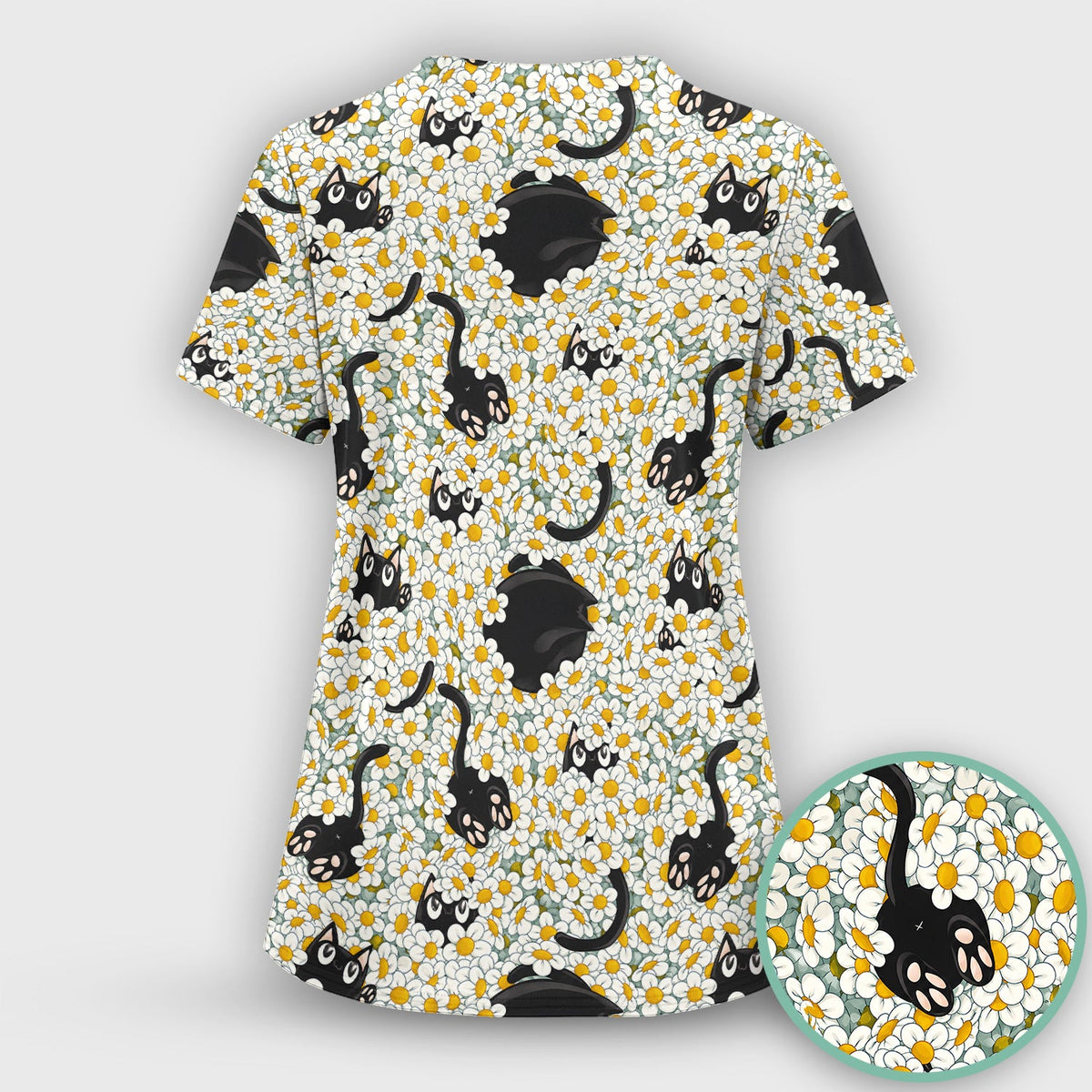 Daisy Black Cat Nurse Scrub Set