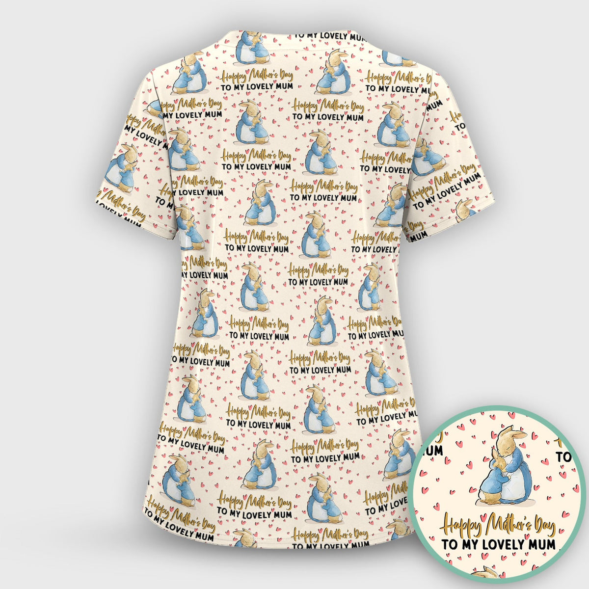 Mothers Day Bunny Love Nurse Scrub Top