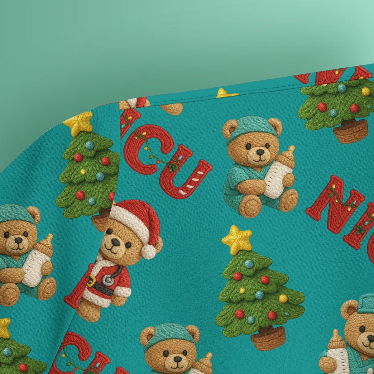 NICU Nurse Teddy Bear Scrub Top - Christmas Gift