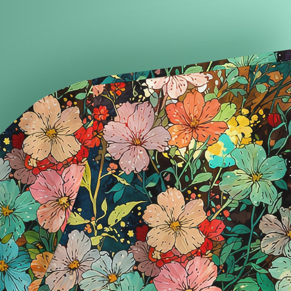 Colorful Wildflower Garden Bloom Pattern Nurse Scrub Top