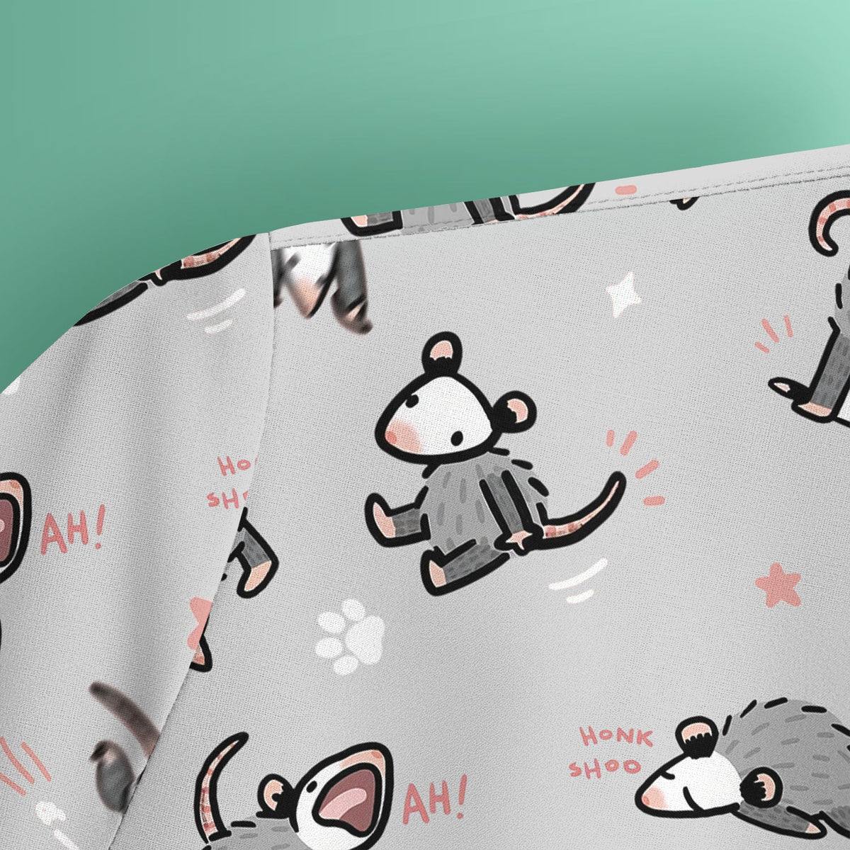 Cartoon Opossum Nurse Scrub Top