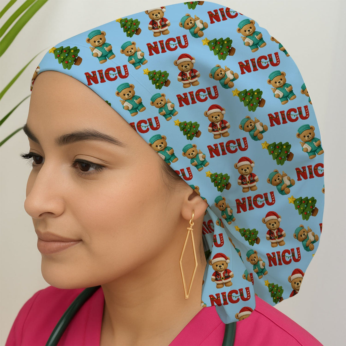 NICU Nurse Teddy Bear Scrub Cap - Christmas Gift