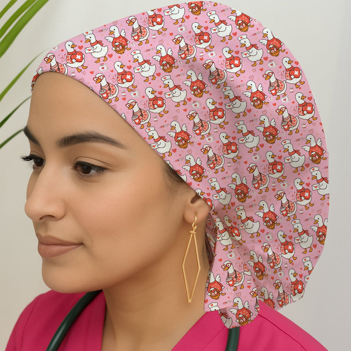 Valentine Goose Nurse Heart Scrub Cap