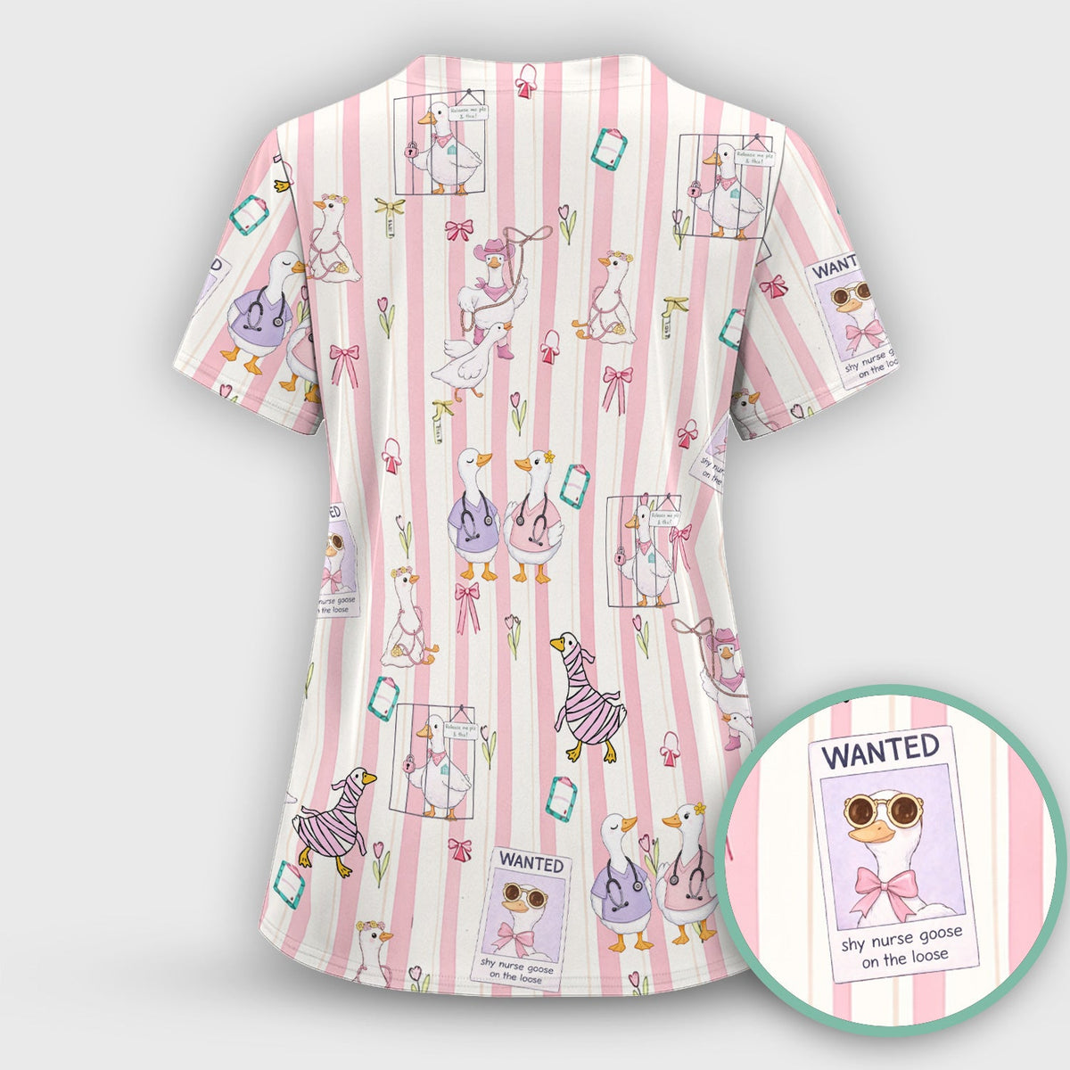 Duck Stripe Nurse Scrub Set