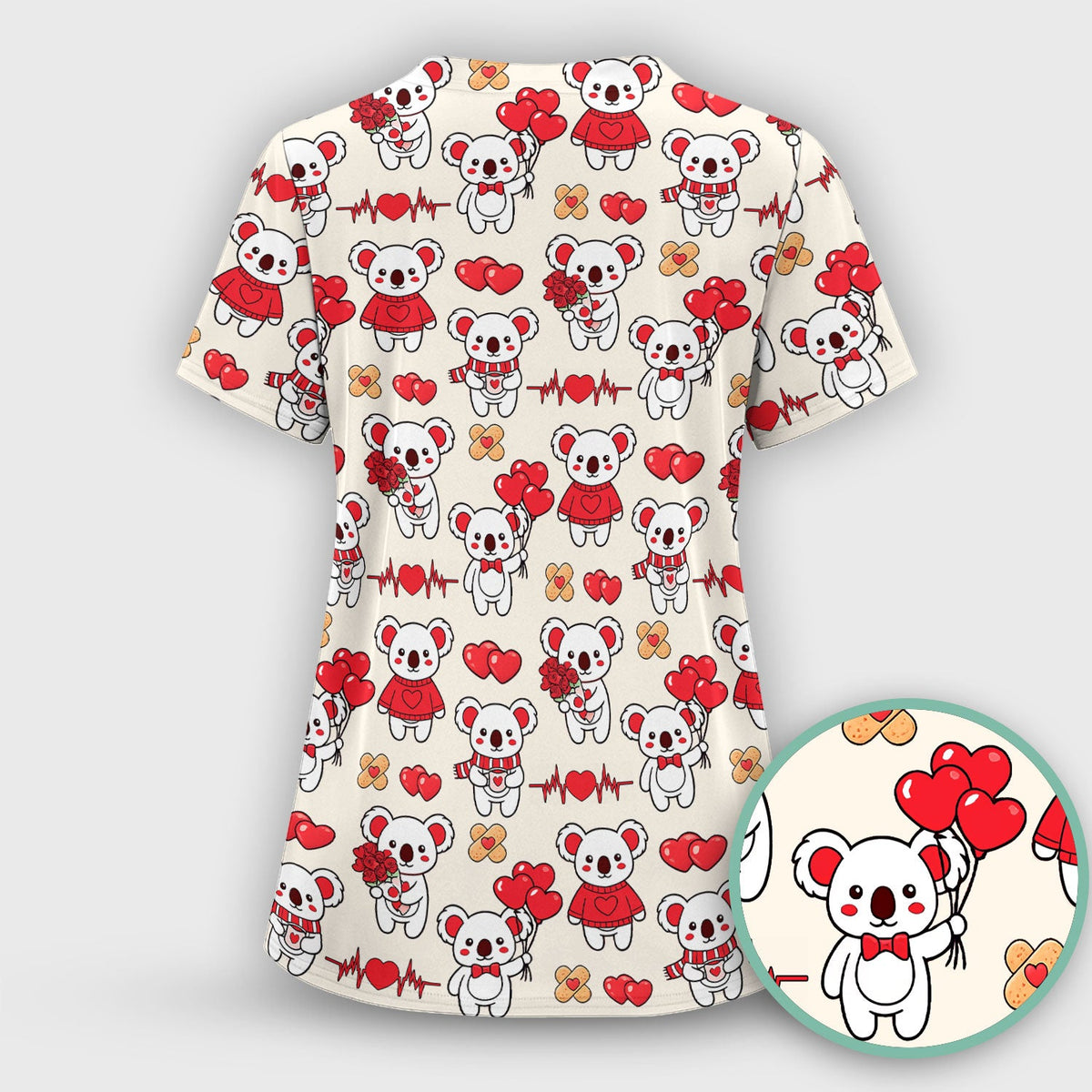 Sweet Koala Scrub Top - Valentines Day Gift For Nurse