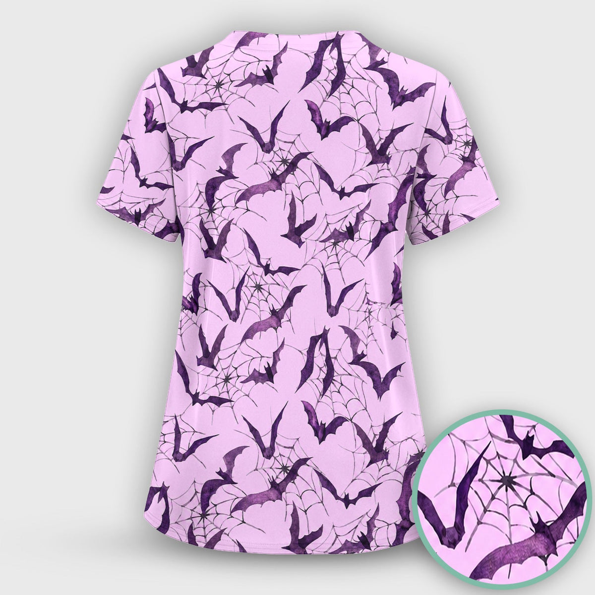 Bat with Spider Web Nurse Scrub Set - Halloween Gift