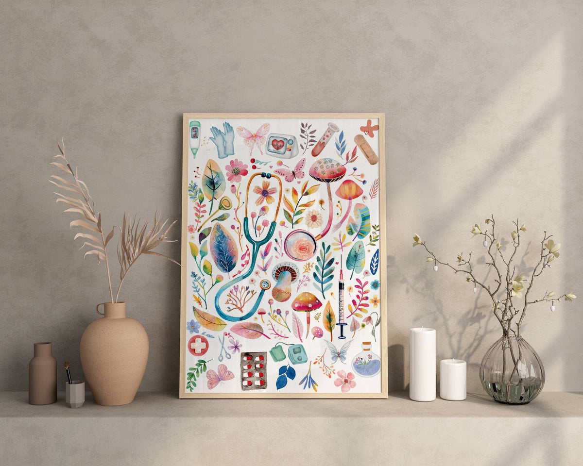 Watercolor Nurse Tools Garden Canvas