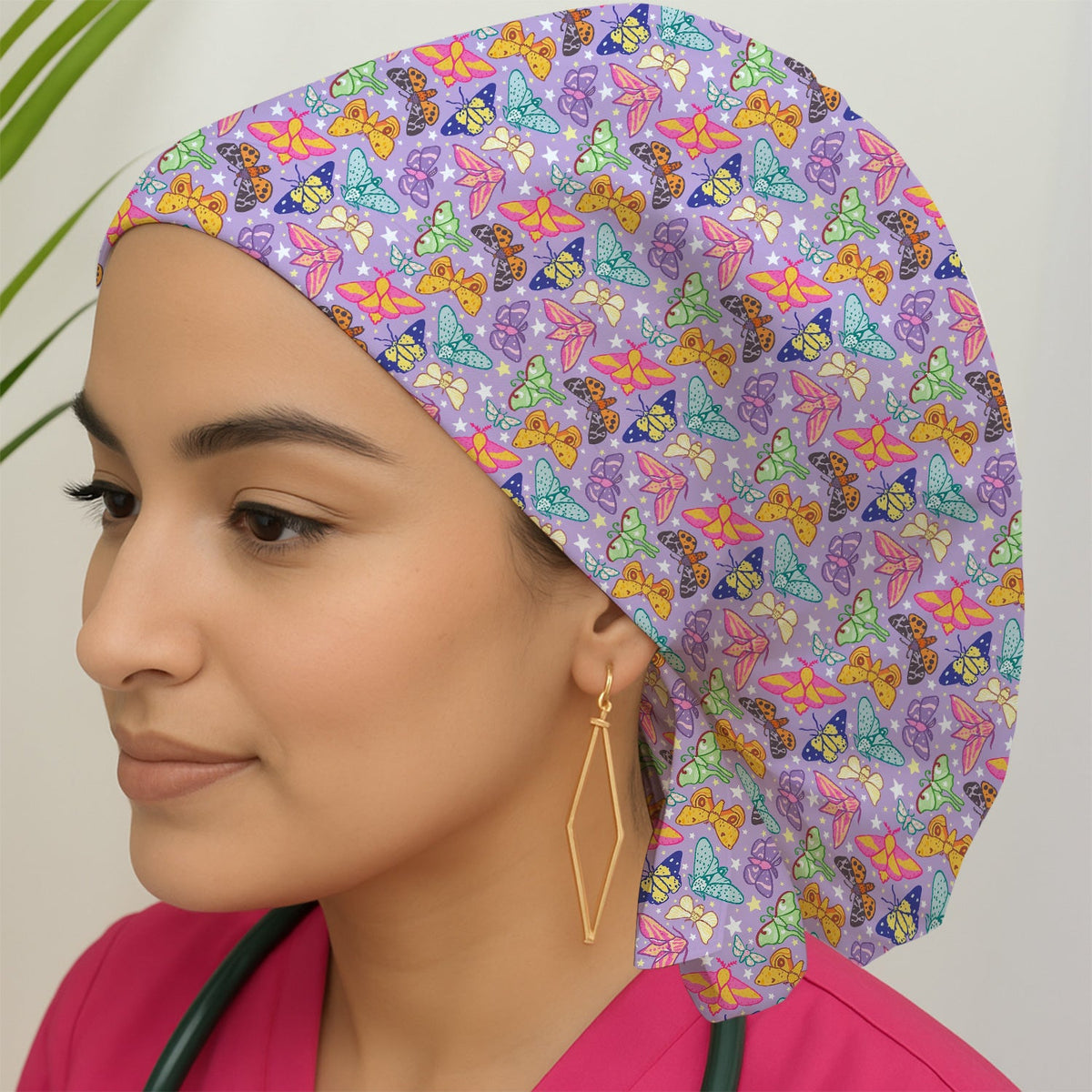 Colorful Butterfly Moth Garden Scrub Cap