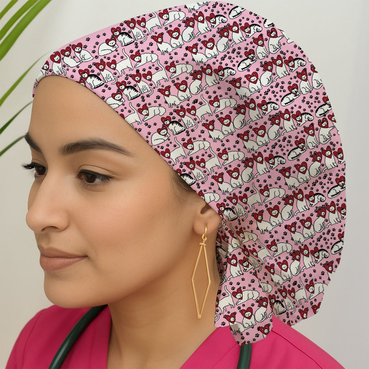 Cat Heart Scrub Cap