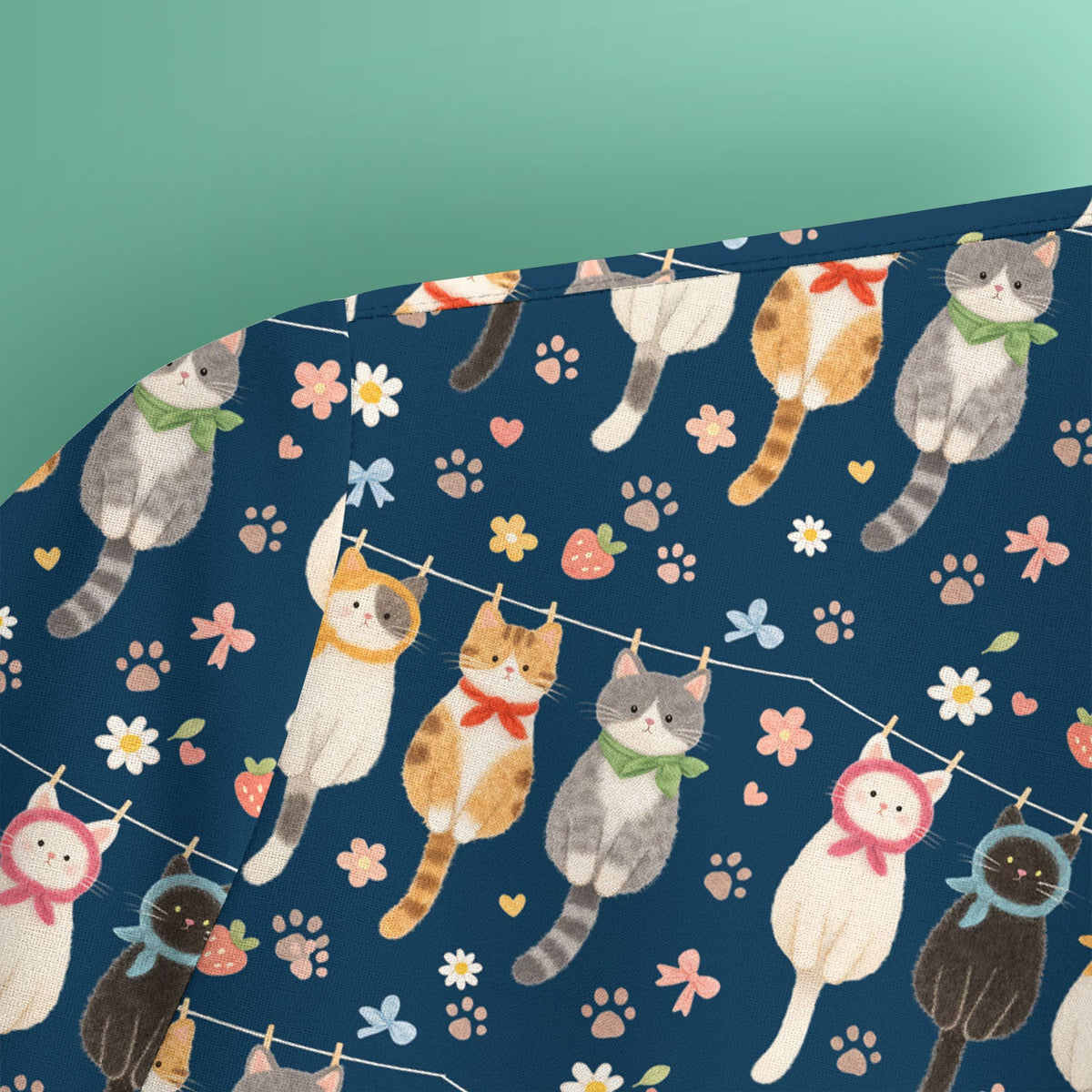 Cat Clothesline Nurse Scrub Top