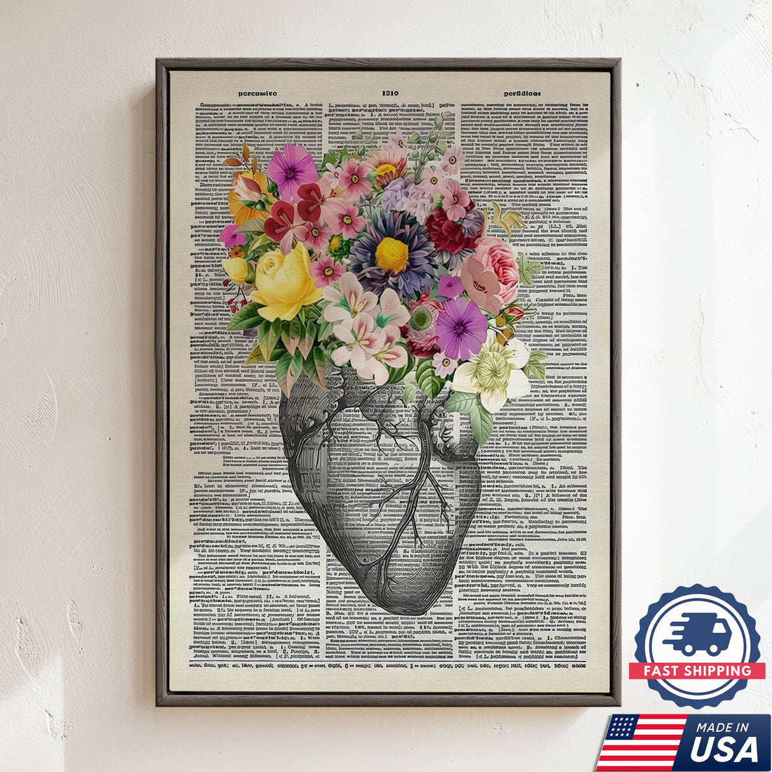 Floral Human Anatomy Nurse Canvas