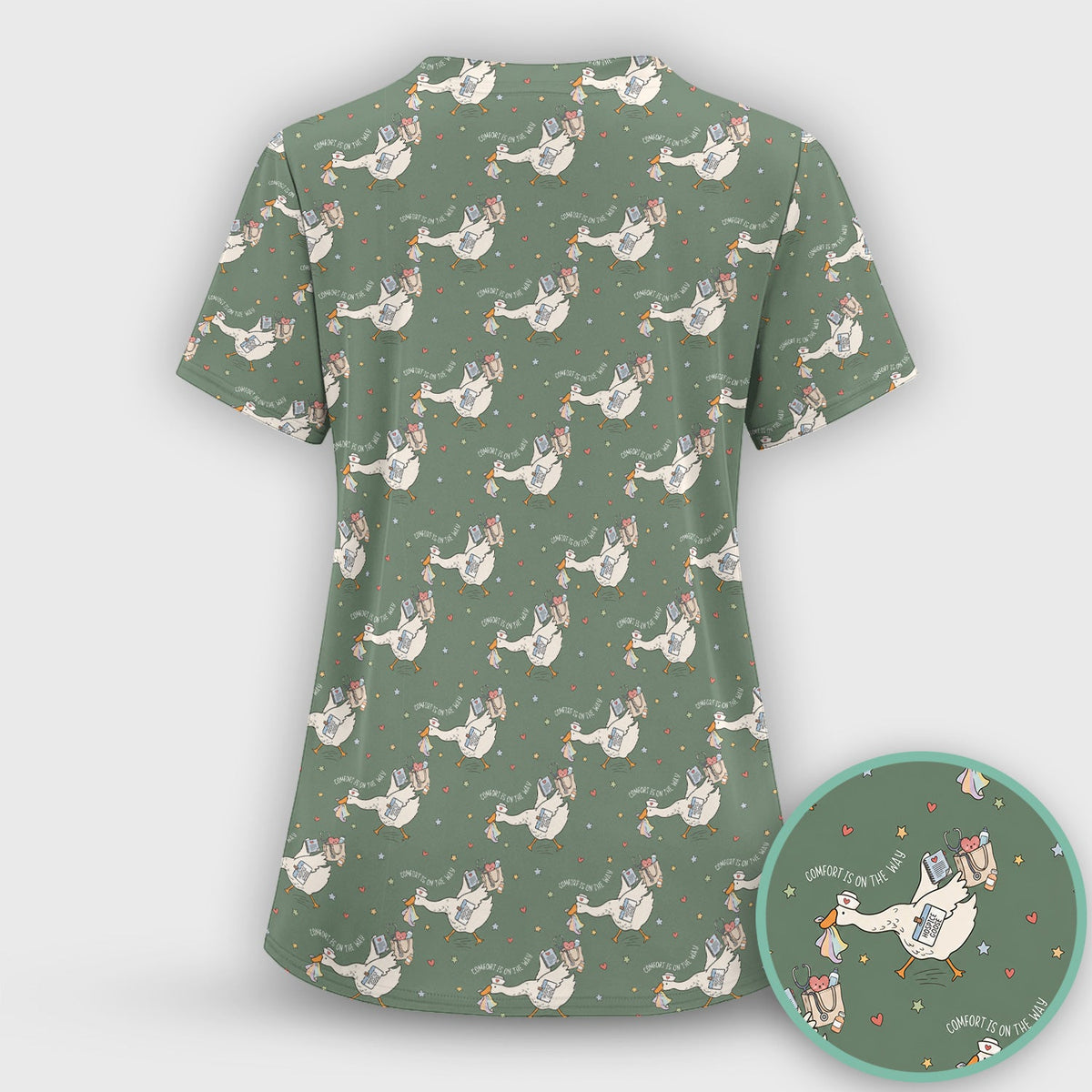 Comfort Is On The Way Goose Nurse Scrub Top