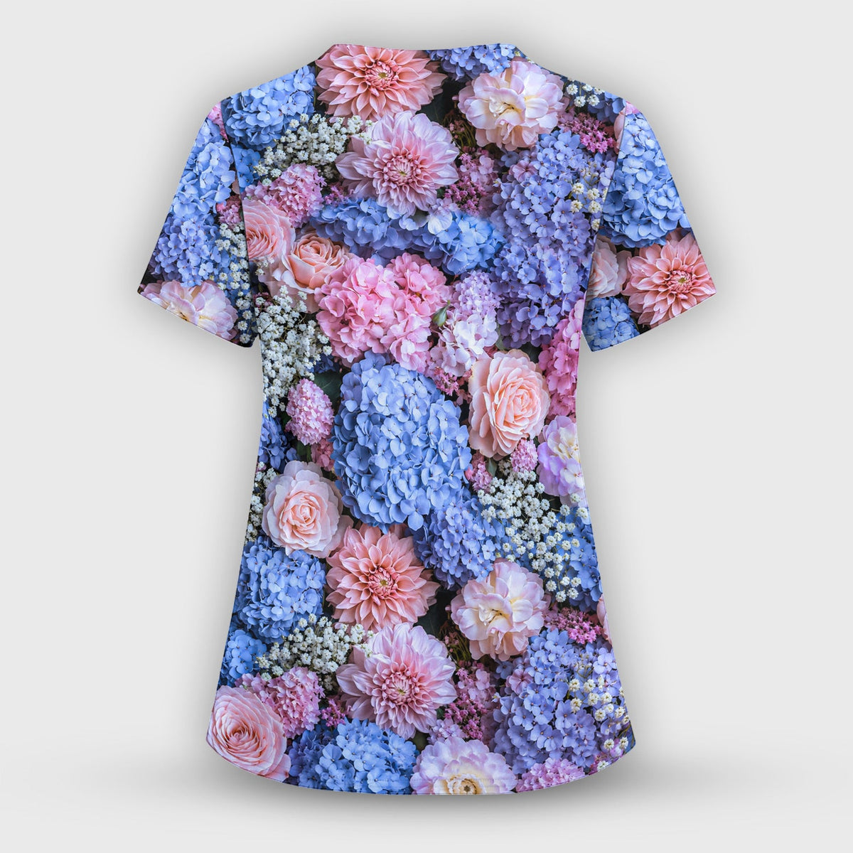 Pastel Hydrangea Rose Blossom Nurse Scrub Set