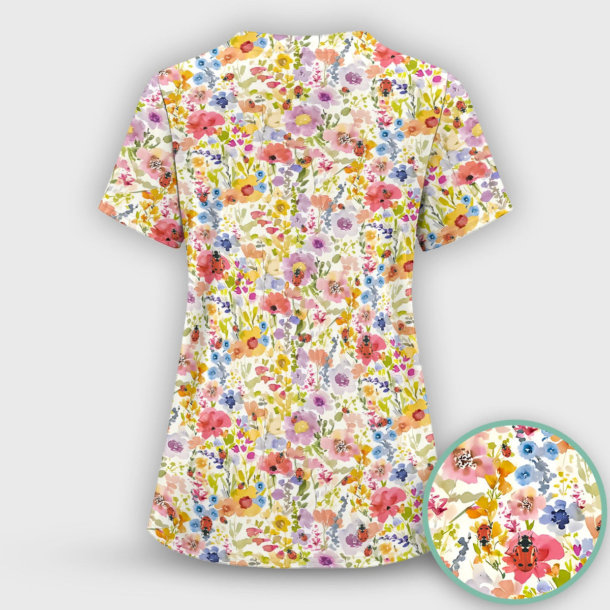 Wildflower Ladybug Garden Nurse Scrub Set