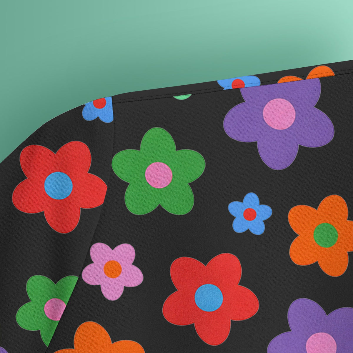 Colorful Retro Flower Nurse Scrub Top