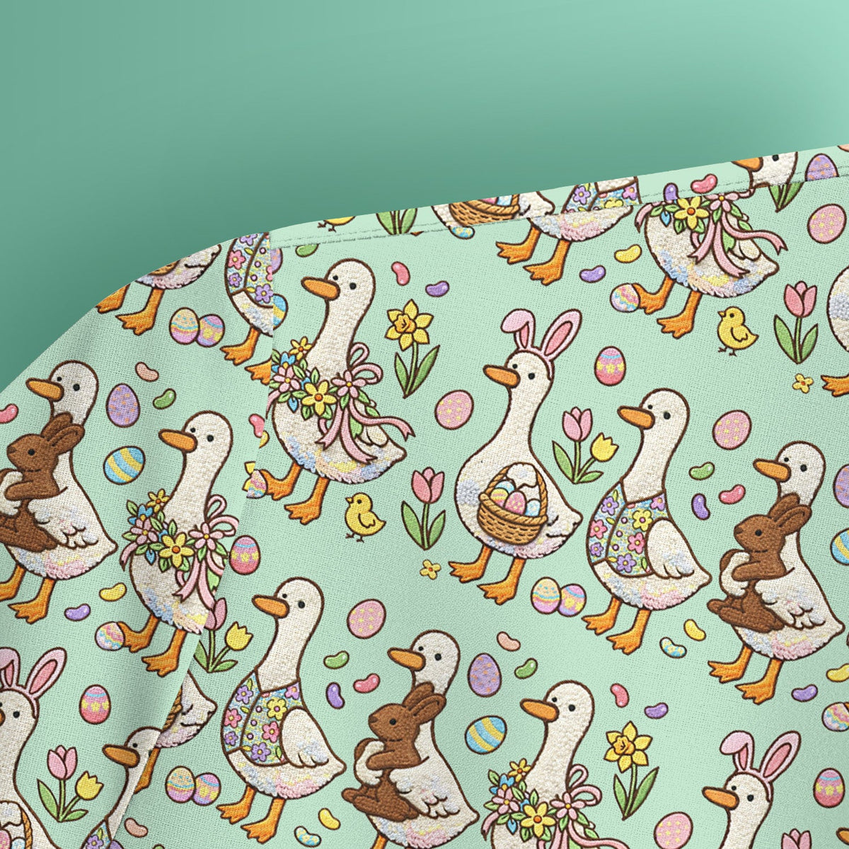 Duck Bunny Egg Floral Nurse Scrub Top - Easter Gift
