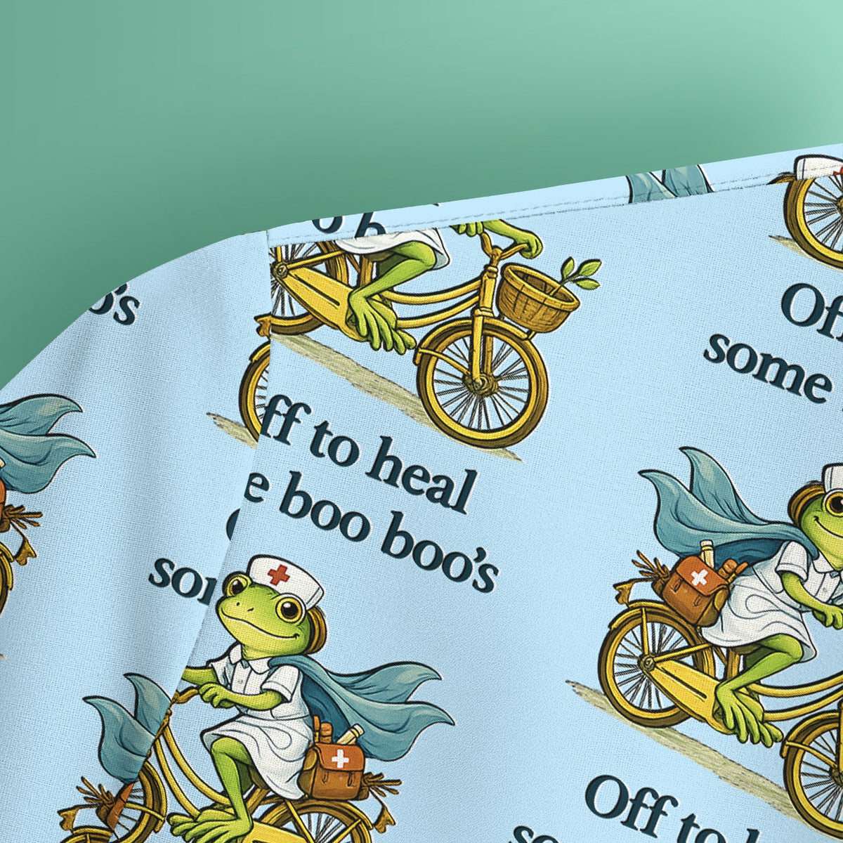 Frog Cycling Nurse Scrub Top