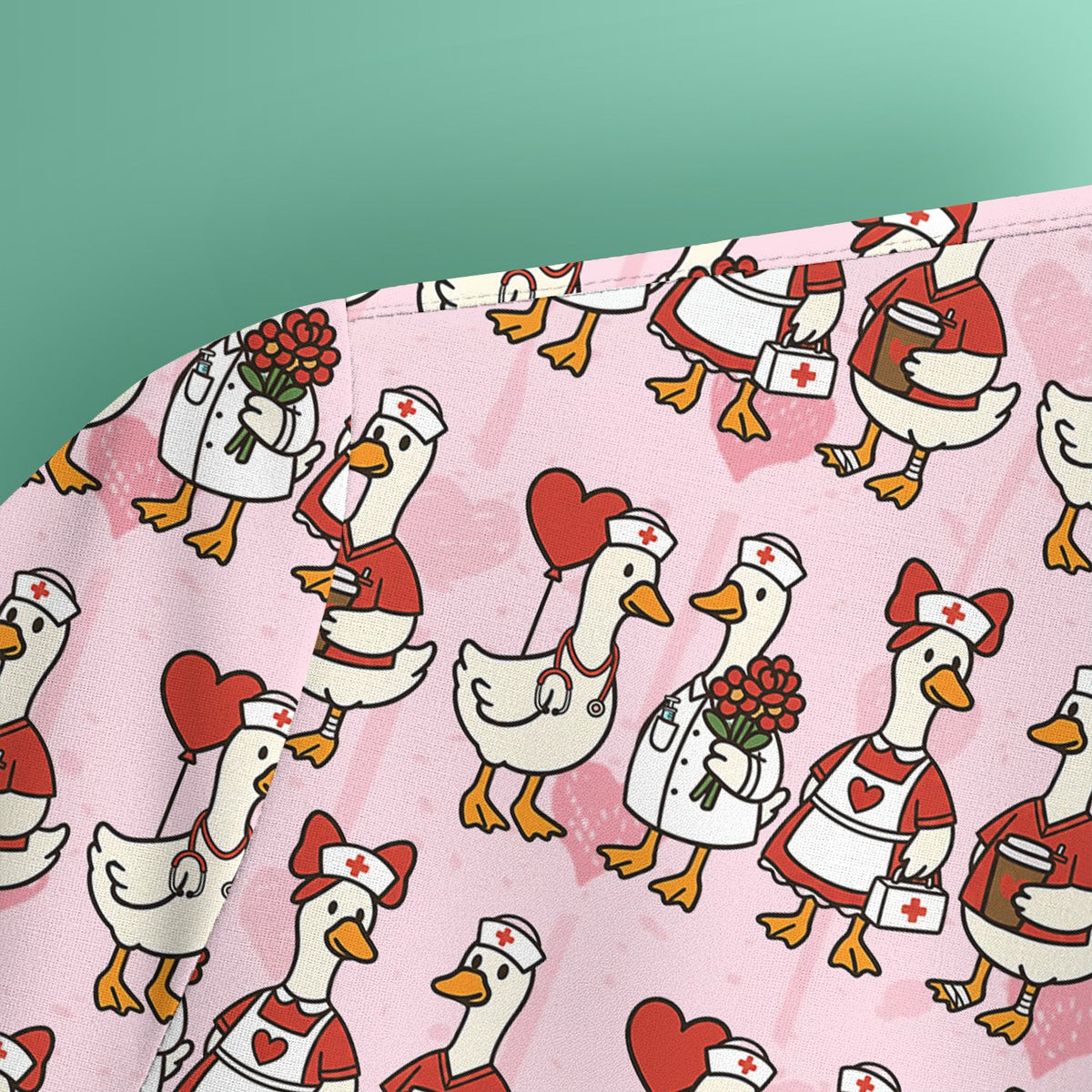 Valentine Nurse Goose Scrub Top