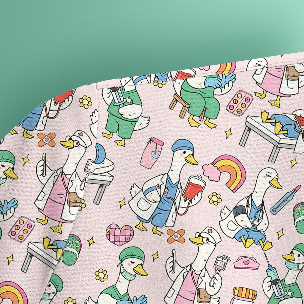 Duck Medical Doodle Nurse Scrub Top