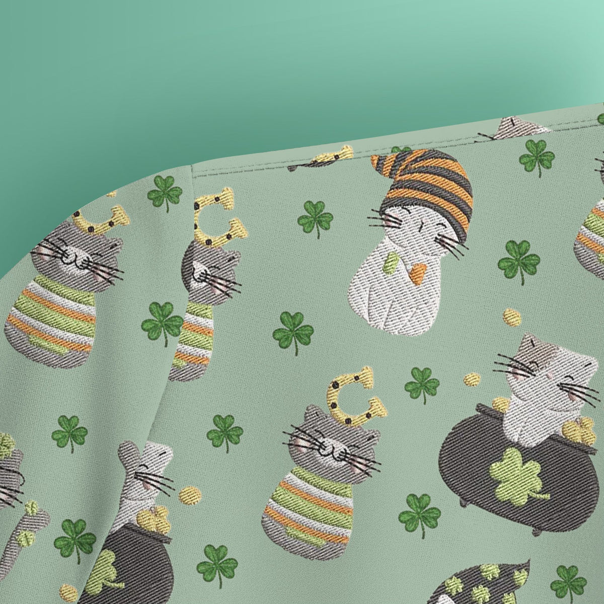 St Patrick Lucky Cat Shamrock Nurse Scrub Top