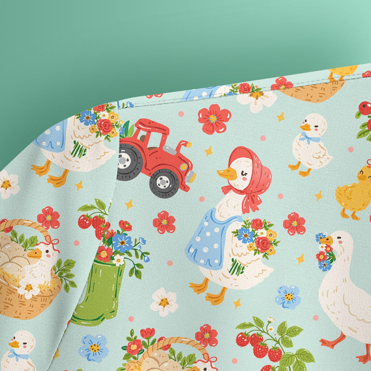 Farm Duck Chicken Tractor Flower Basket Nurse Scrub Top