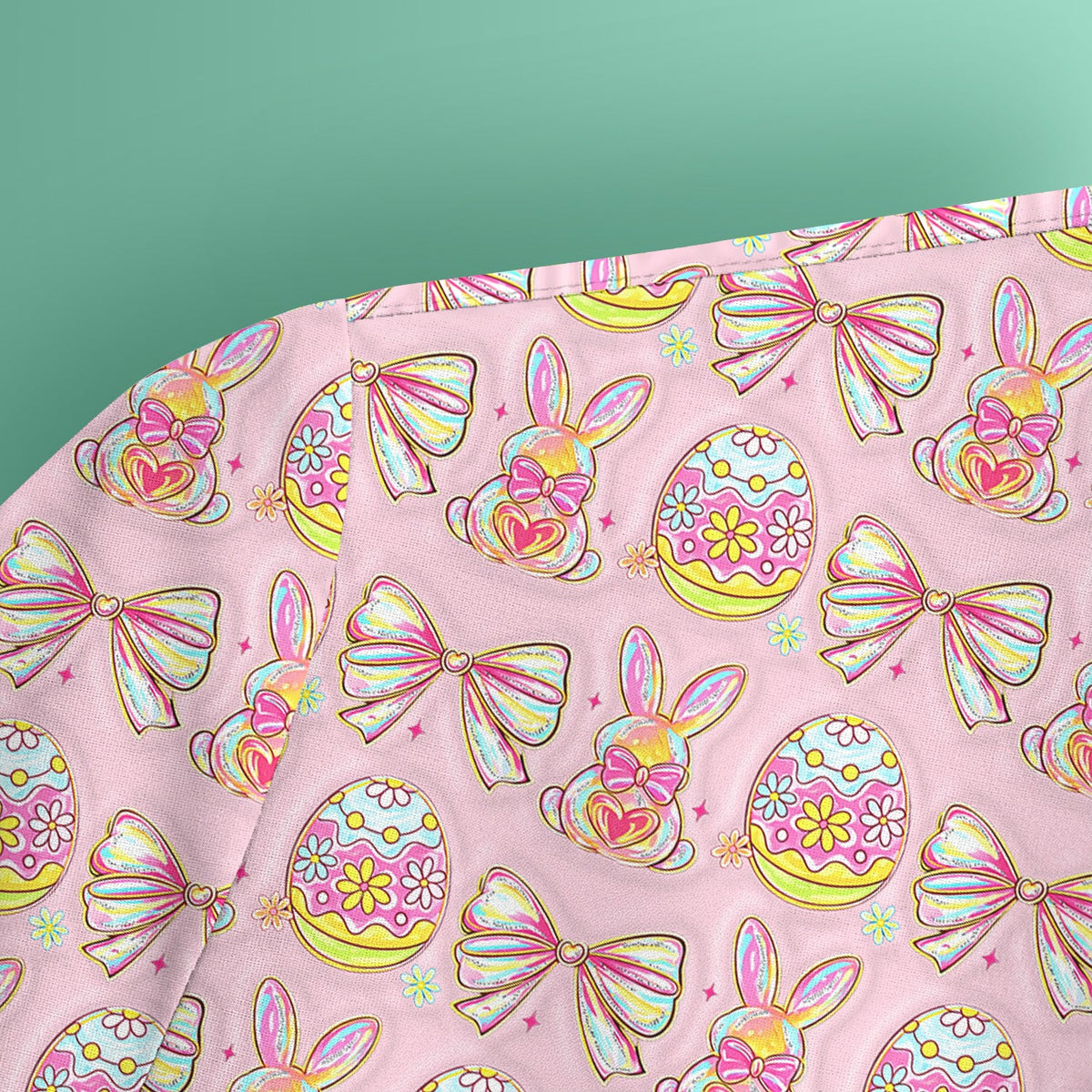 Bunny Pastel Egg Bow Nurse Scrub Top - Easter Gift