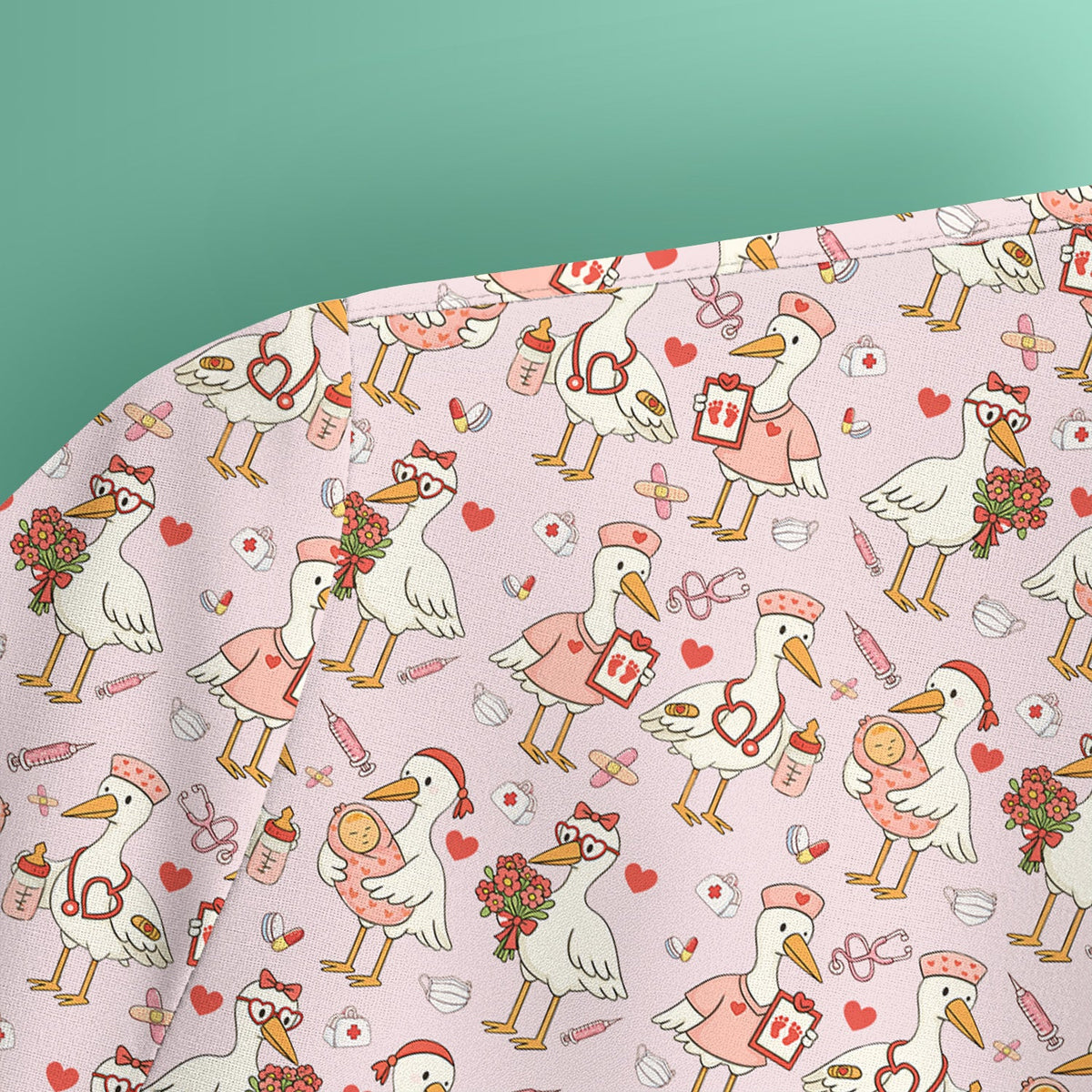Valentine Goose Nurse Scrub Top