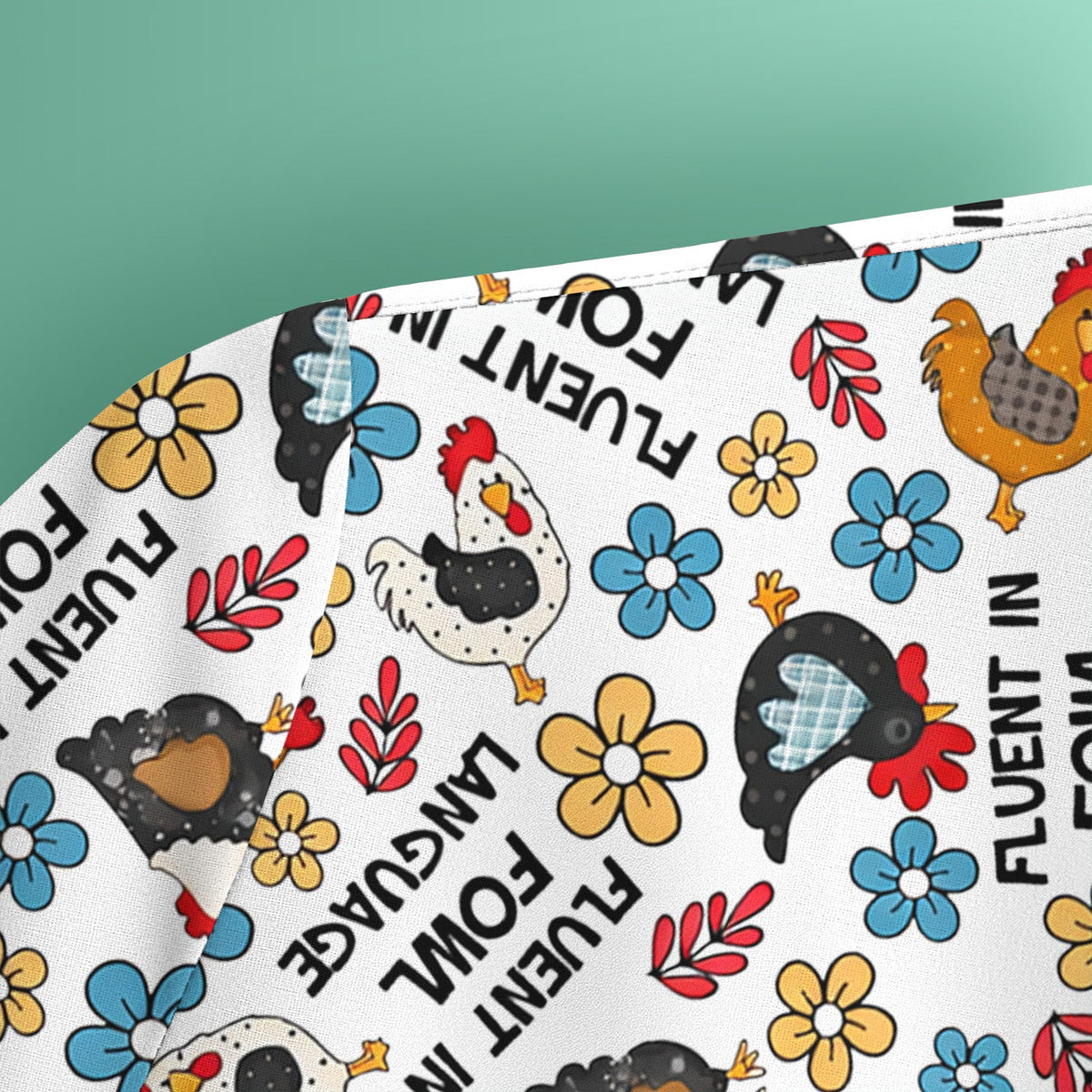 Funny Chicken Fluent in Fowl Language Pattern Scrub Top, Comfortable Scrubs for Nurses