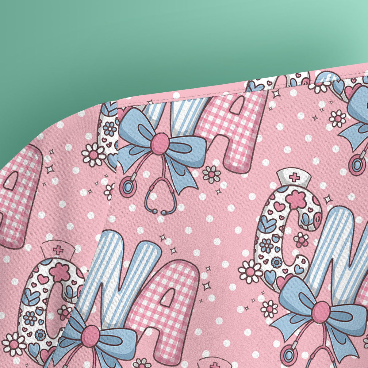 Floral Bow Nurse Scrub Top