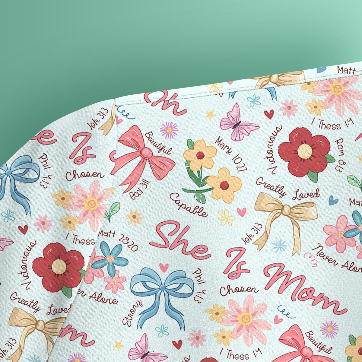 She Is Mom Floral Bow Nurse Scrub Top