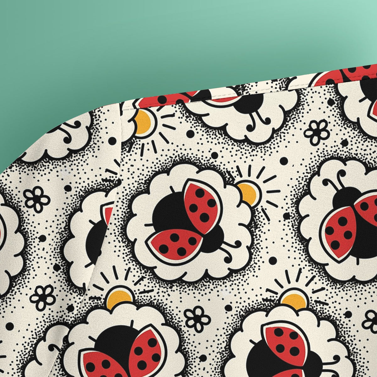 Ladybug Floral Frame Nurse Scrub Top